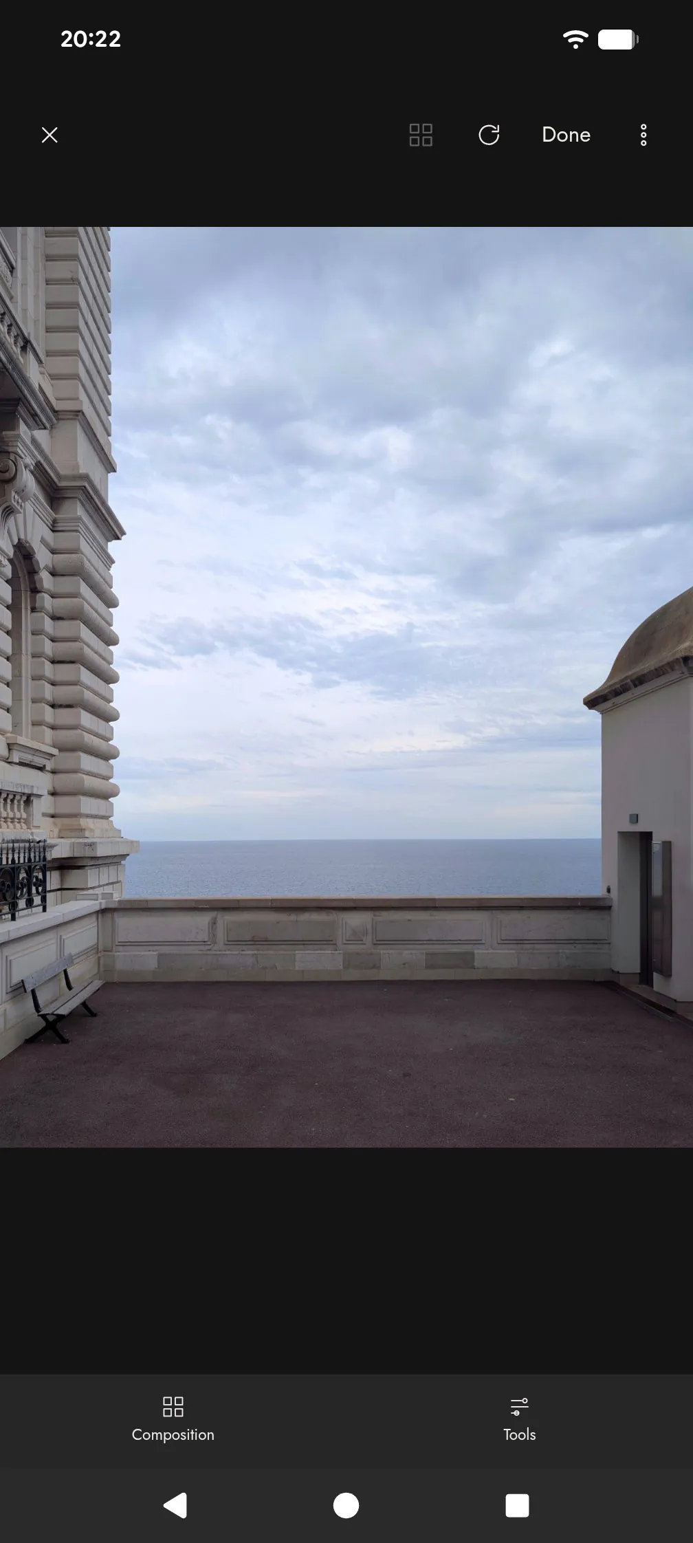 Same photograph after perspective correction, verticals straight